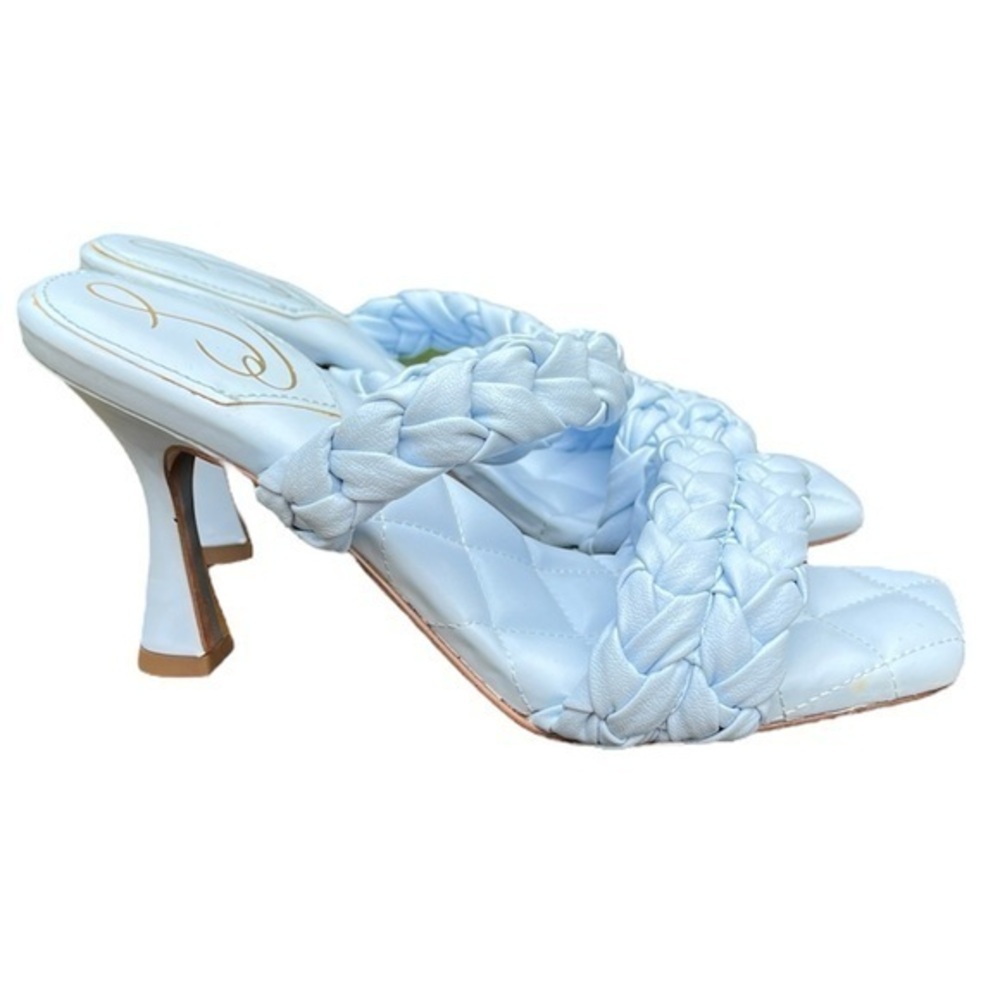 Sam Edelman Womens Meghan Woven Square Toe Mule Sandals Blue Size 7 1/2